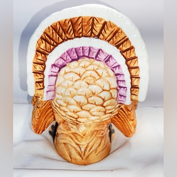 Lefton Ceramic Turkey Planter 06484 Thanksgiving Decor 6" Tall VTG 1987 - Picture 5 of 6